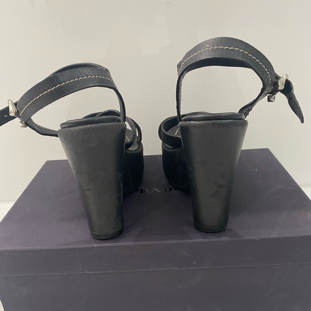 Prada Leather Strappy Platform Wedge Sandals - image 6